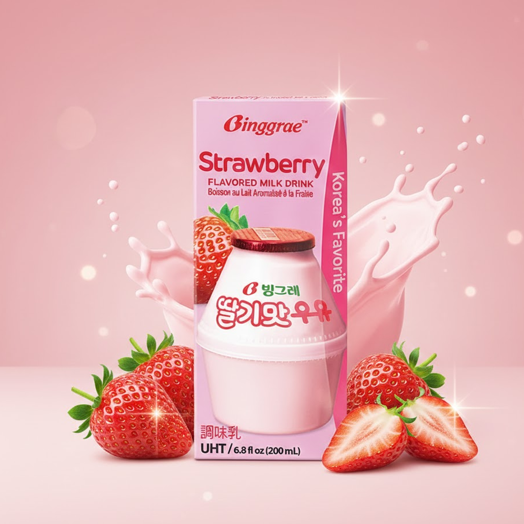 Leche de Frutilla (Strawberry Milk) Binggrae